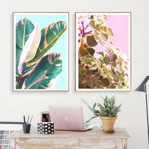 

tropical banana hairy leaf flower wall art canvas painting nordic posters and prints wall pictures for living room bedroom decor