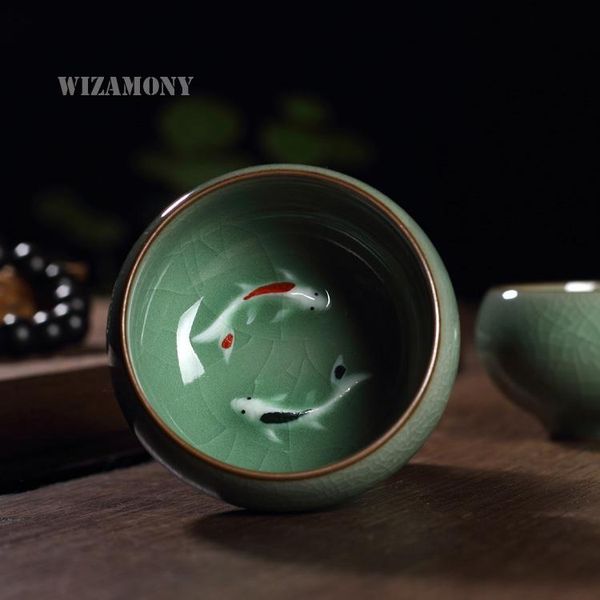 

crackle teacups fish pot golden chinese set 2pcs saucertea tea bowl 70ml china porcelain celadon longquan celadon china tea wpzhj homes2011