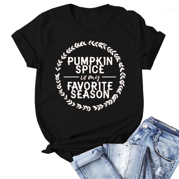 

fashion breathable female tees halloween pumpekin spice womens tshirts summer short sleeve crew neck designer womens, White