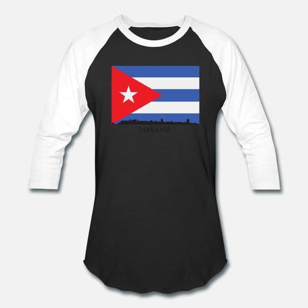 

havana cuba skyline cuban flag t shirt men personalized cotton crew neck fit new style summer style standard shirt