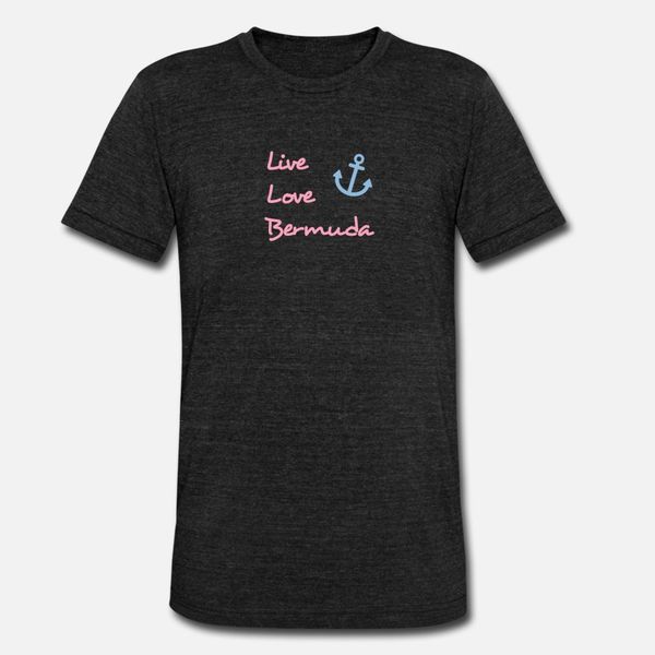 

live love bermuda script text with anchor dark t shirt men customized cotton s-xxxl vintage crazy building summer letter shirt