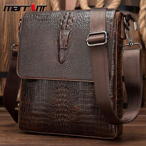 

European and American fashion casual first layer leather vertical mens messenger bag fashion crocodile pattern business shoulder bag leathe