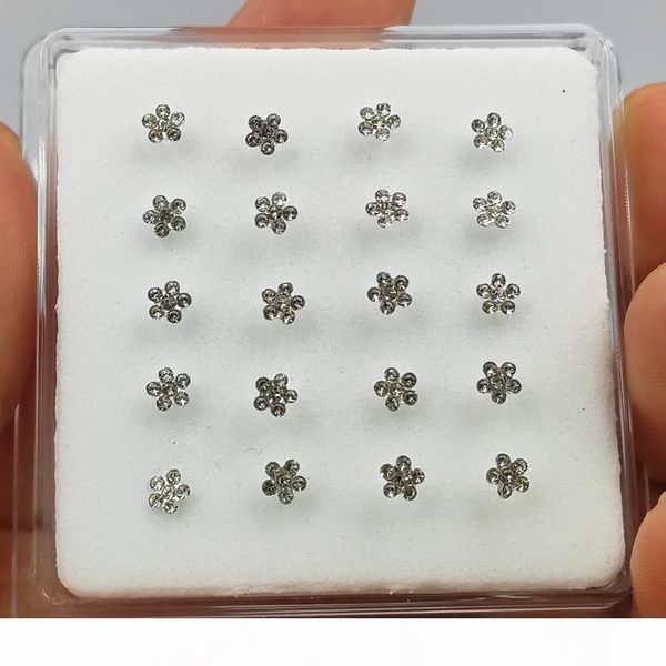 

925 sterling silver clear crystal flower nose stud bone fashion piercing nostril jewelry