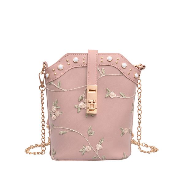 

new summer leather lace flowers women messenger bag crossbody bag sweet girl mini female shoulder handbag bucket ladies