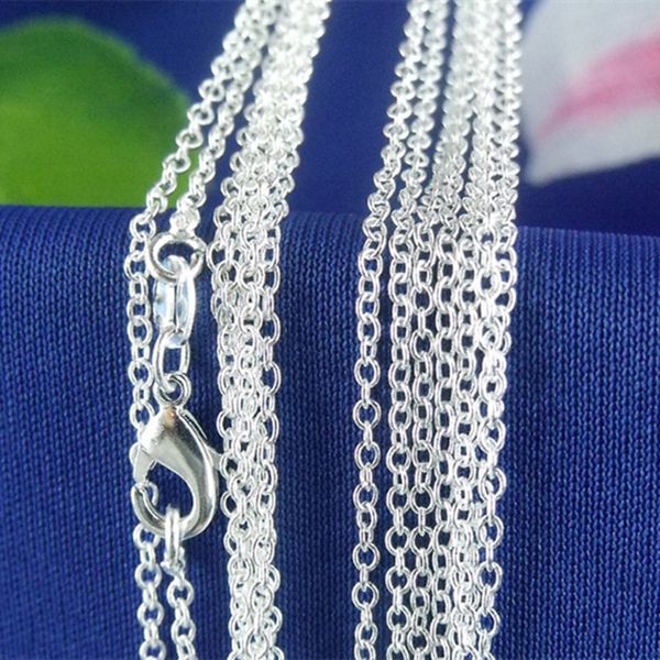 

2мм 925 sterling silver link цепи ювелирных изделий женщины мужчина мужчины diy rolo o цепи ожерелье fit с омаром застежками 16 18-30inches
