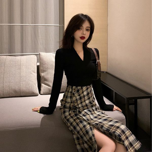 

2020 women's new early spring platycodon grandiflorum french children's summer two-piece suit light mature style western dress dre, Gray