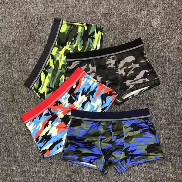 

2020 new fashion men's underwear male breathable boxers mens camouflage underpants smooth fit not tight comfortable no curling 4 colors, Black;white