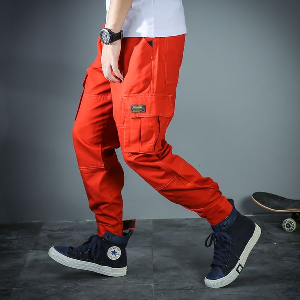 

men's jeans fashion streetwear men loose fit big pocket casual cargo pants hombre japanese vintage designer hip hop harem trousers, Blue
