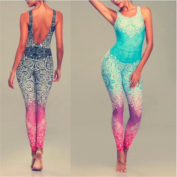 

20pcs mandala print yoga outfits set fitness leggings women sports running suit gym wear halter vest workout elastic quick dry yoga sets, White;red