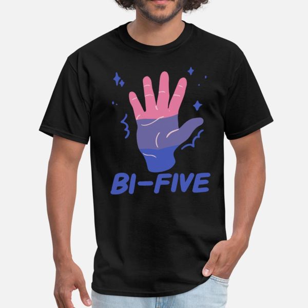

bi five high five bisexual lgbt rainbow pride tee t shirt men designer 100% cotton round neck original graphic comfortable summer style