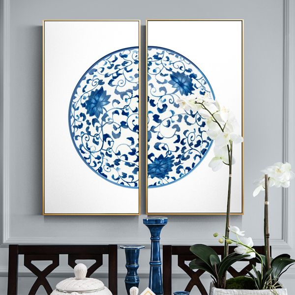 

modern chinese style vase china blue and white canvas paintings posters and prints for living room study room wall art couple hd