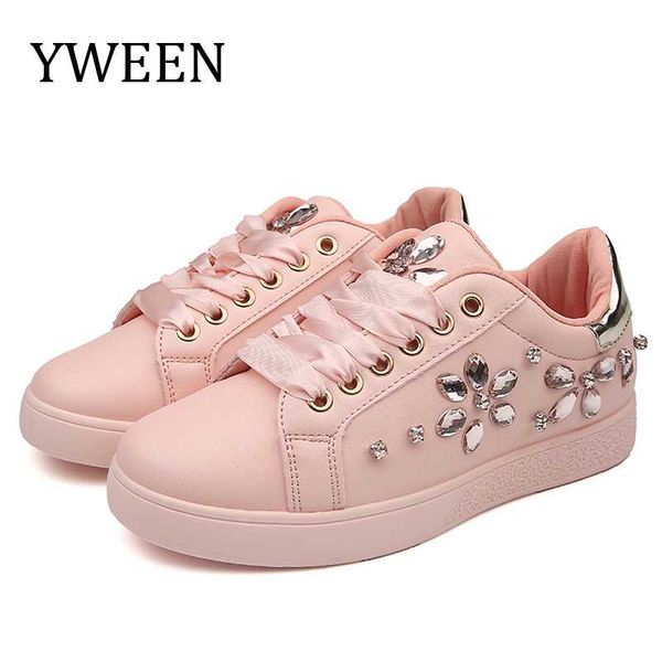 

yween brand 2020 новых женщин плоские ботинки женщин pearl эспадрильи мягкая кожа rhinestone тапки женский круглый носок мокасины, Black