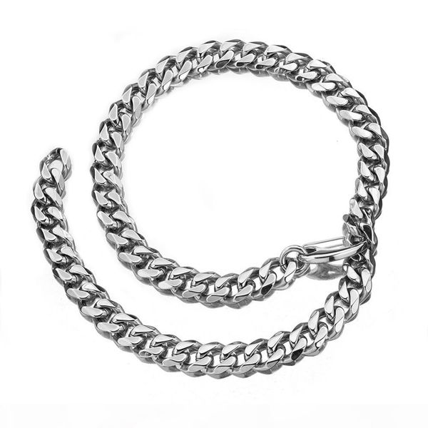 

curb link chain xxxtentacion adjustable choker with tail hip hop rapper miami stainless steel necklace for man mx190730, Silver