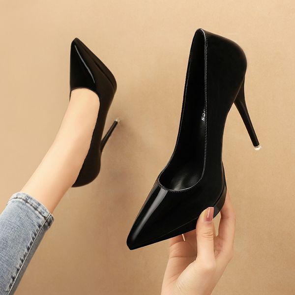 

women high heels pumps lady pointed toe tacones hakken heels pumps female escarpins footwear nude shoesmultifunction, Black