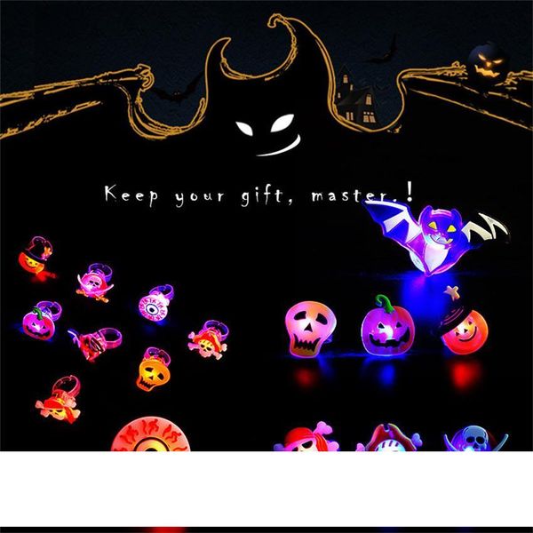 

LED Light Up Rings Halloween Christmas Glow in The Dark Birthday Party for Kids Flashing LED Luminous Rubber Pumpkin snowman Finger Ring A05