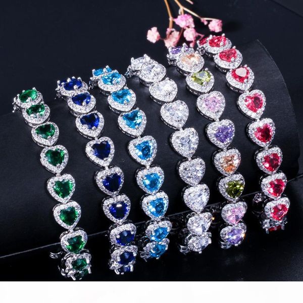 

ale women heart bracelet white gold plated cz bracelet for girls women nice gift for friend, Golden;silver