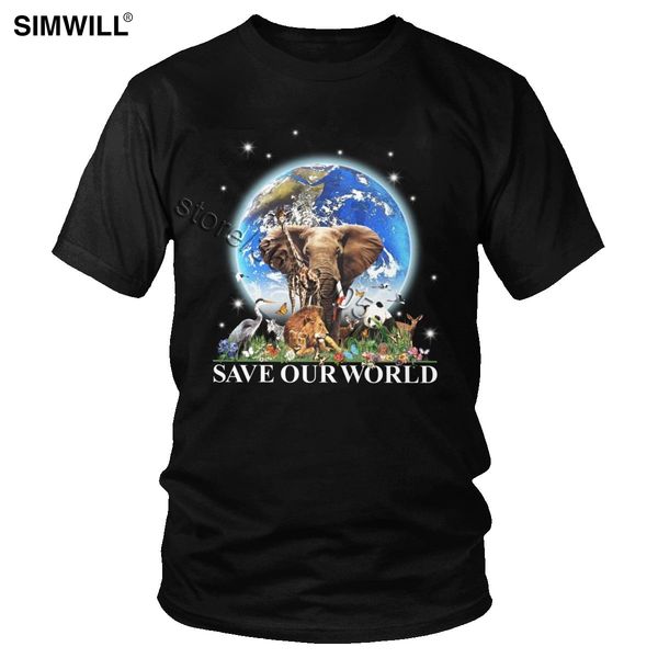 

trend сохранить наш мир tee мужчины мода хлопок футболка streetwear коротким рукавом save the animal print t-shirt большой и высокий man top