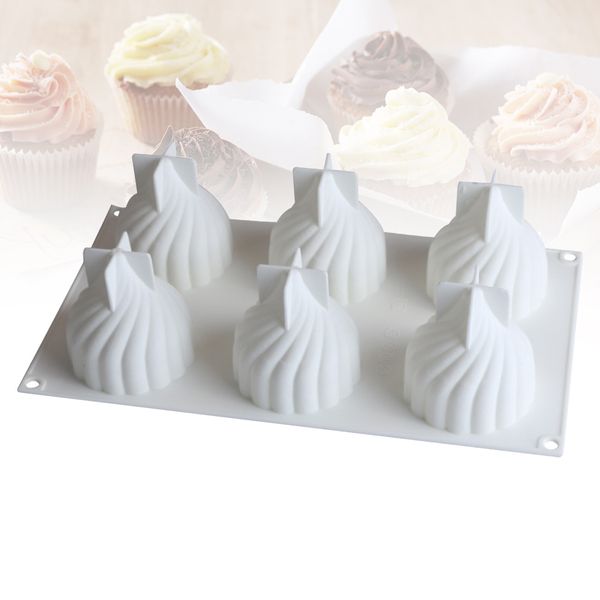 

diy desserts spiral shape cake mold 6 cavities decorative kitchen soft silicone