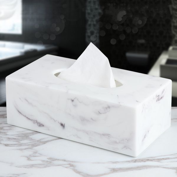 Nordic Creative Marble смолы ткани коробка для гостиной журнальный столик салфетка поднос современный отель бумаги полотенце для хранения домой Decoratio Y200328