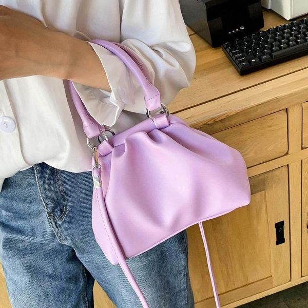 

cute small solid color pu leather crossbody bags for women 2020 elegant shoulder handbags female totes lady purple hand bag