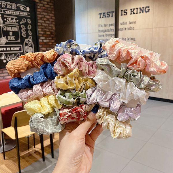 

ins girl's pig hair band cute online celebrity south korea color floral headdress for tying hair rubber band women headdress hai, Brown