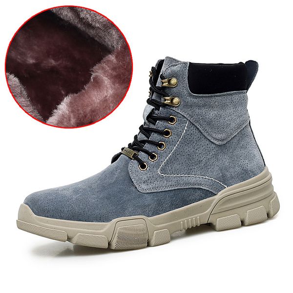 

2020 fashion winter men's boots warm working boots lace up men's desert round toe high shoes *1898, Black