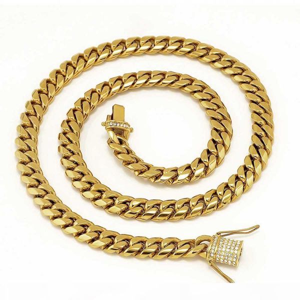 

stainless steel 24k solid gold electroplate casting clasp & diamond cuban link necklace & bracelet for men curb chains jewelry 24" 28&q, Silver