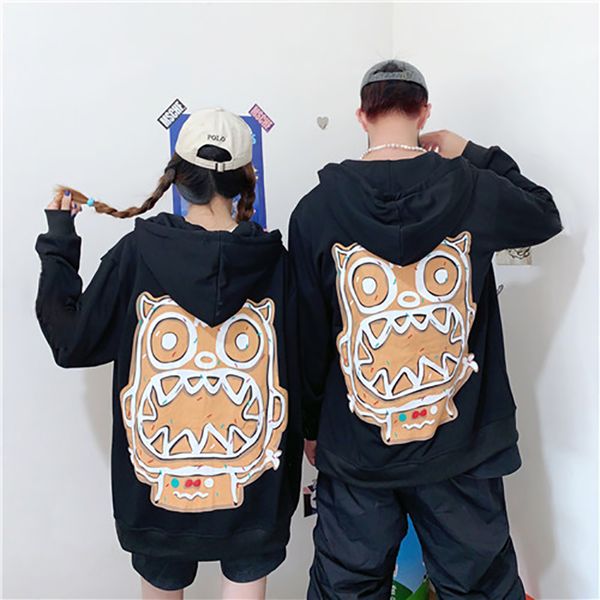 

mens & womens hooded jackets autumn winter couple letter and cute animal pattern casual sweater 3 colors asian size s-2xl, Black;brown