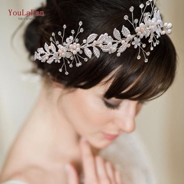 

youlapan hp323 bridal hair accessories women tiara floral wedding hair band wedding ribbon headband bridal jewelry, Golden;silver