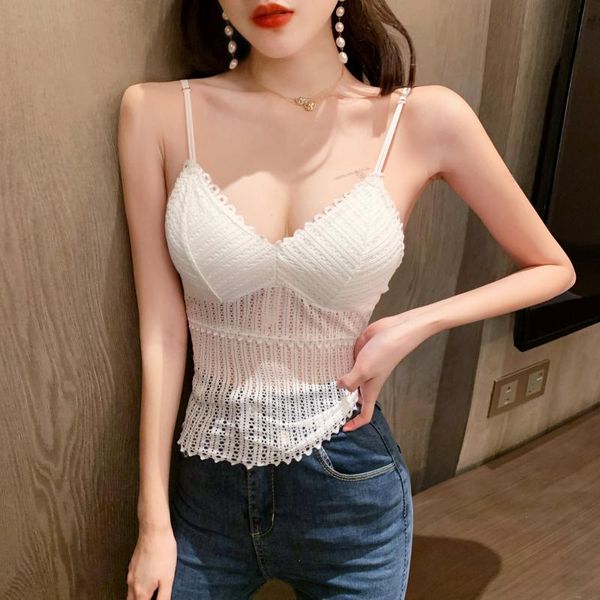 

women's tanks & camis lace women summer fashion slim vest female sleeveless tank 2021 comfortable waistcoat bustier bralette, White