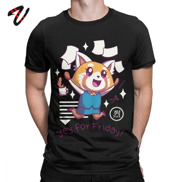 

футболка для мужчин aggretsuko tee shirt aggressive retsuko yey для пятницу днем ​​weeken тенниска 100% хлопка футболки партии одежды