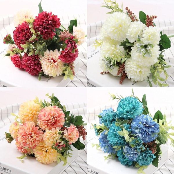 

Peony Artificial Flowers High Quality Luxurious Bouquet Wedding Decoration for Home Table Decor Sky Blue Fake Flowers Hydrangea