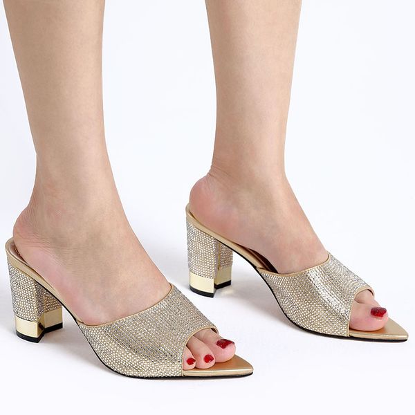 

classic design italy high slippers for lady ladies summer shoes square heeled shoes female footwear italian heels outdoor party, Black