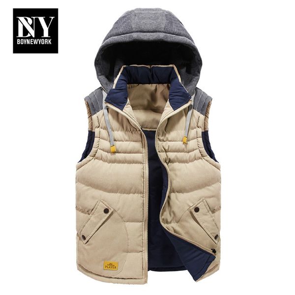 

bny new mens jacket sleeveless veste homme winter fashion casual coats male hooded cotton-padded men's vest men thickening waist, Black;white