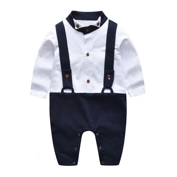 

excelent fashion cute baby 1pc newborn baby boy gentleman long sleeve romper outfits jumpsuit clothes z0204, White
