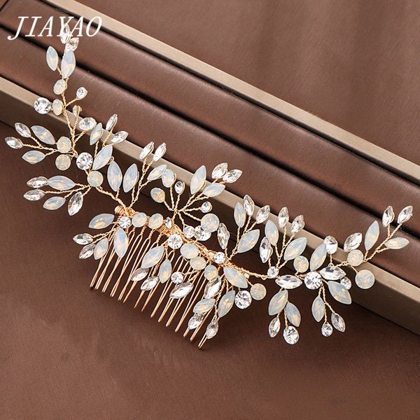 

wedding hair accessories rhinestone bridal hair comb ladies headpiece woman's accessories golden comb headband decoration, White;golden
