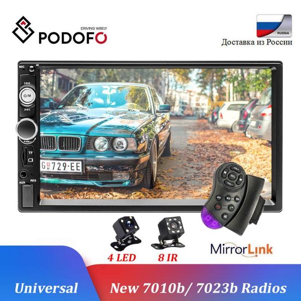 

podofo 2 din car radio 7" hd audio stereo bluetooth multimedia player mp5 usb sd fm 2din android mirror link player autoradio