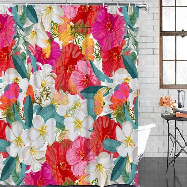

bathroom waterproof curtain plant gardenia flowers fabric shower curtain home bathroom decor shower