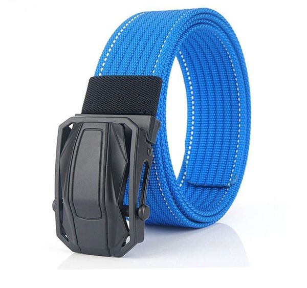 

cantik unique 3d black automatic buckle metal quality canvas belts nylon striped belt for men clothing jeans accessories06, Black;brown