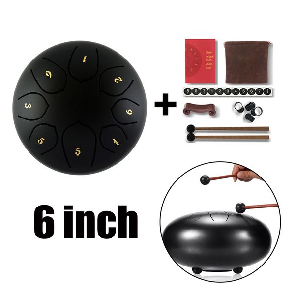 

6 inch steel tongue drum hand pan drum w/ bag mallets for beginner kid