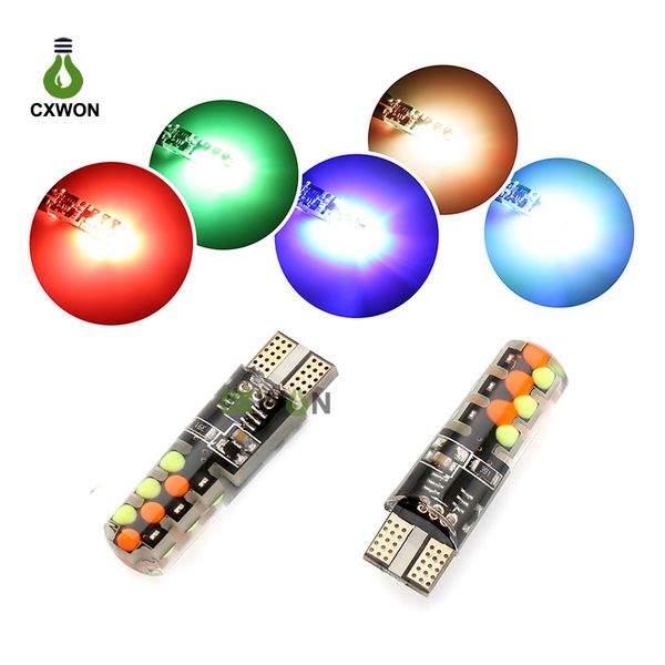 Luzes LED luzes do carro LED T10 W5W 2PCS RGB Interior de carro colorido COB 12SMD Car lâmpada marcador luz com controle remoto