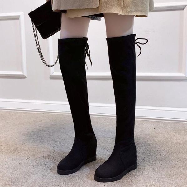 

2020 women over the knee high boots slip on winter warm shoes thin high heel pointed toe all match women boots size 35-40 #1025, Black