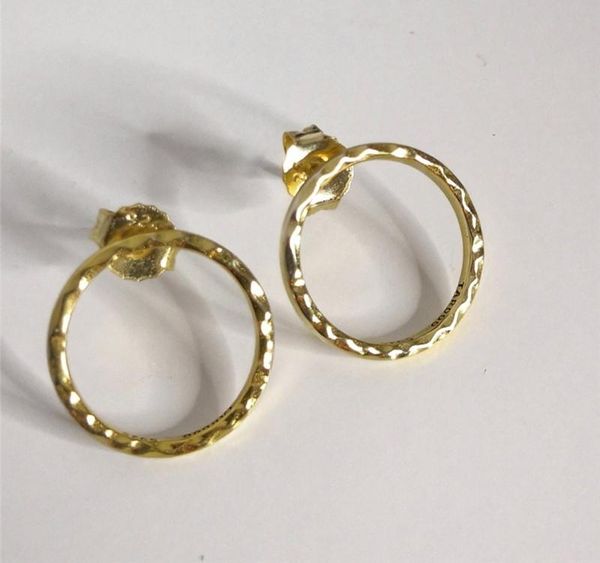 

pure 925 silver stud earrings for women office simple design brinco round circle classic minimalist fashion jewelry002, Golden;silver