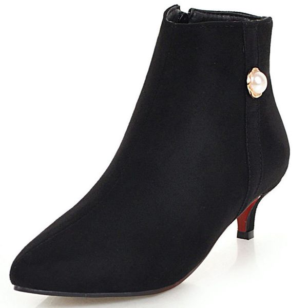 

rivets women's rubber boots zipper pointe shoes rain ankle med pointy short plush mixed colors riding pointed toe flock thin, Black