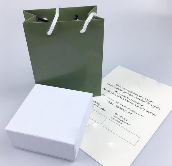 

original box necklace box green four-leaf clasp box necklace gift package with certificate hangbag, Black;white