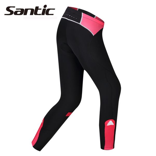 

santic spring autumn women breathable cycling trousers gel padded mtb bicycle long pants for bike riding anti-uv quick dry tight, Black;blue