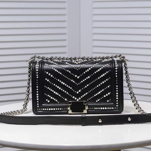 

women handbags fashion shoulder bag messenger bag outdoor crossbody purse beads chain wallet genuine leather bags