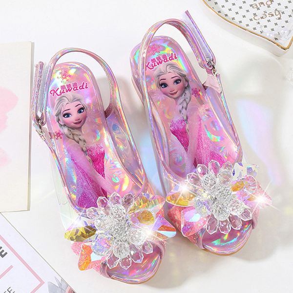 

children's 3cm high heels princess shoes summer new girls sandals baby children's shoes little girls crystal shoes lj200827, Black;red