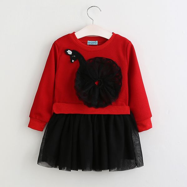 

girls clothes dress girls denim skirt 2020 fashion mesh dress autumn children's clothing princess dress, Red;yellow