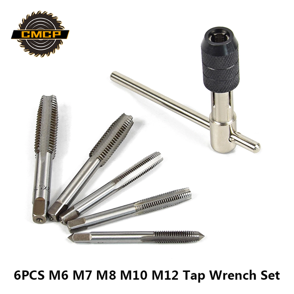 

6pcs m6 m7 m8 m10 m12 thread tap wrench set tungsten steel screw thread tap drill bit for metal working metric hand taps